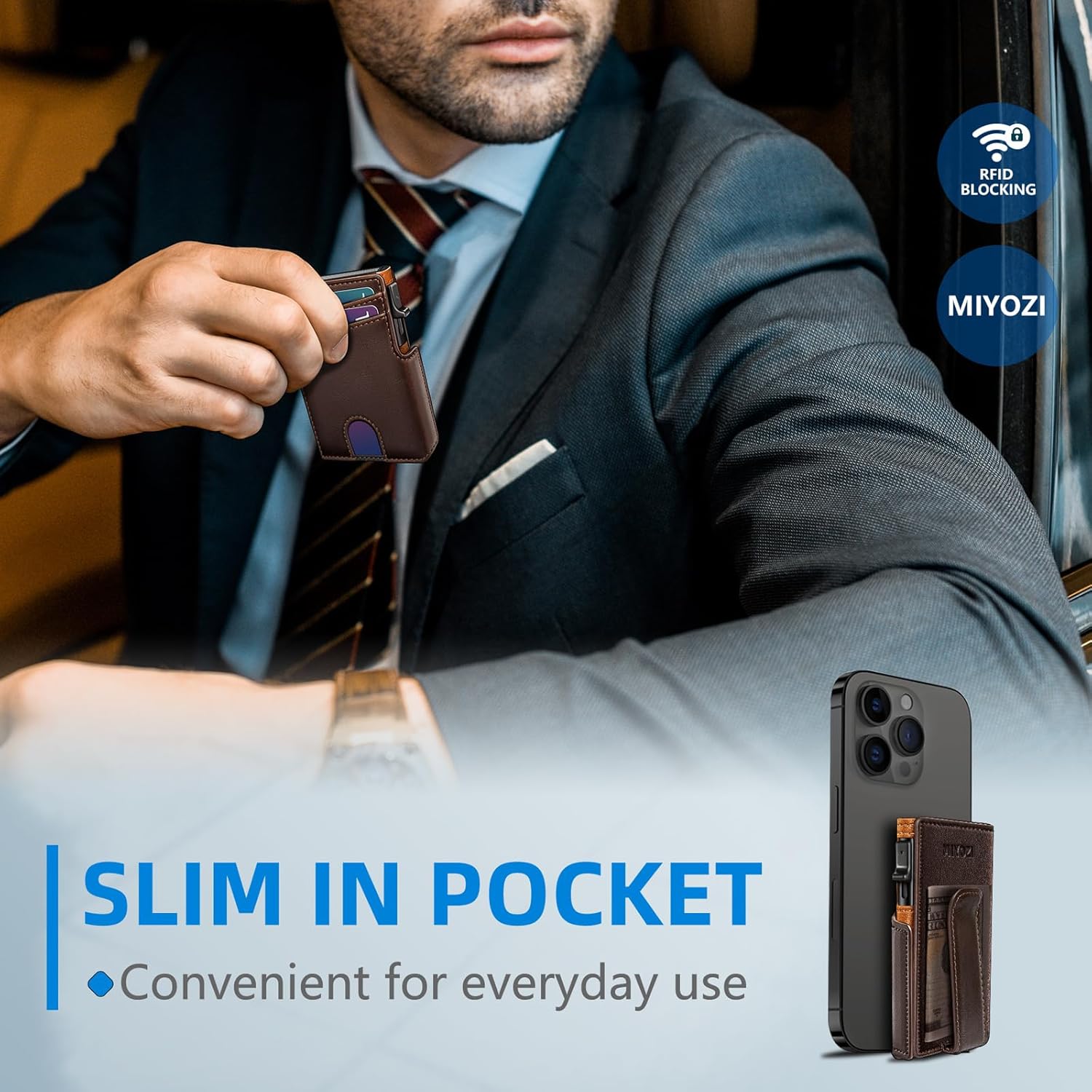 Thumbnail 6 de miyozi Men Wallet Slim RFID Front Pocket 3.9"