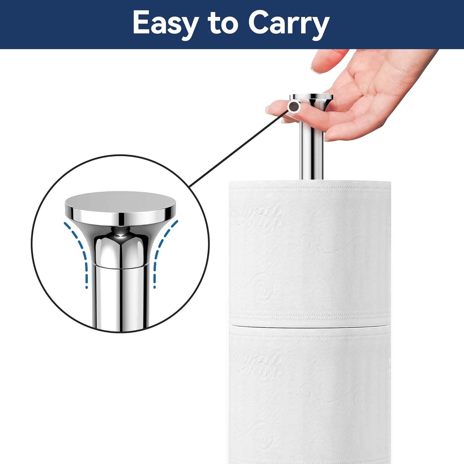 Thumbnail 5 de niffgaff Free-Standing Toilet Roll Holder (Stainless Steel, Modern Design) – Stores Spare Rolls