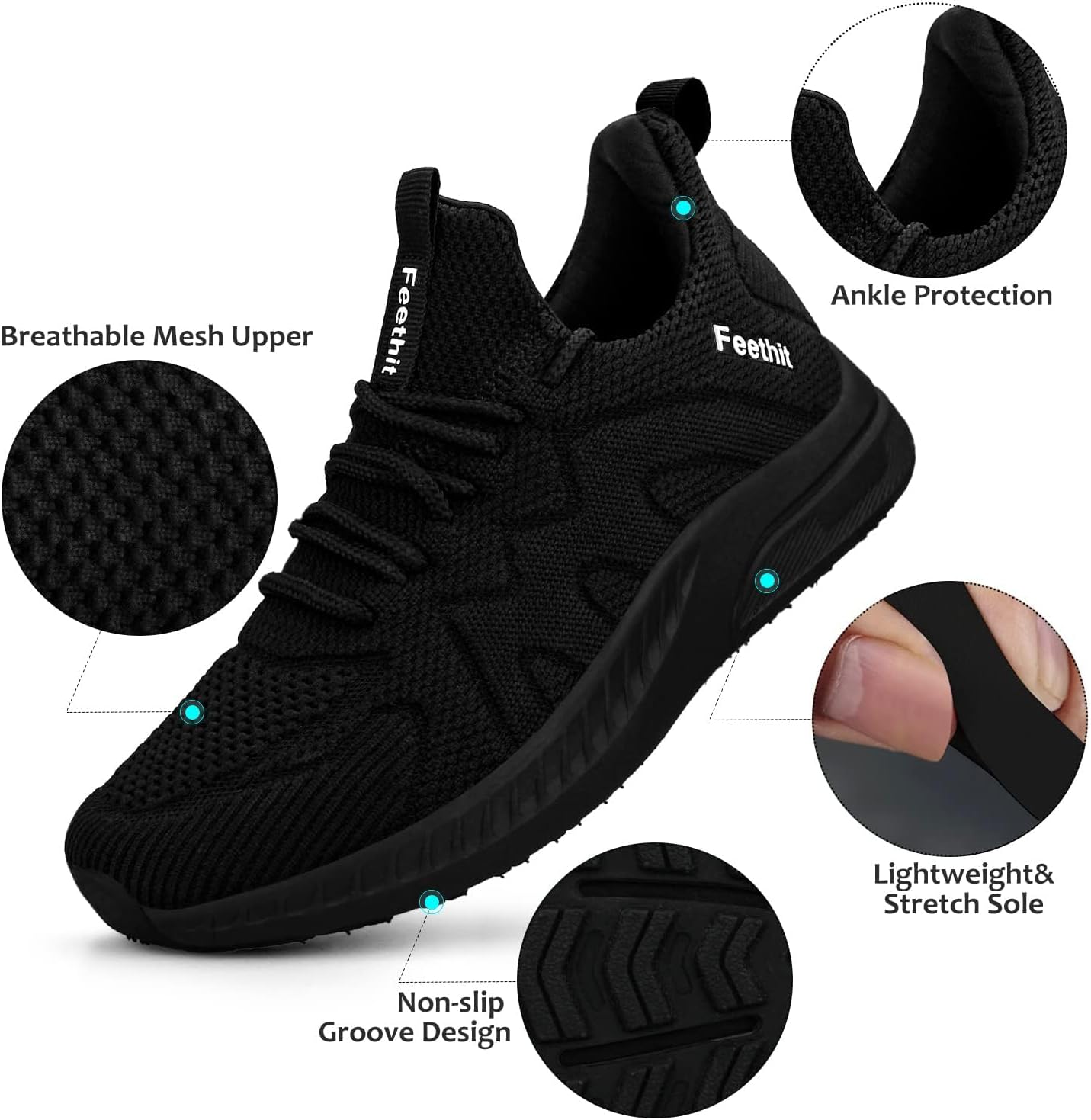 Thumbnail 3 de Feethit Womens Running Shoes Lightweight Slip‑On Sneakers
