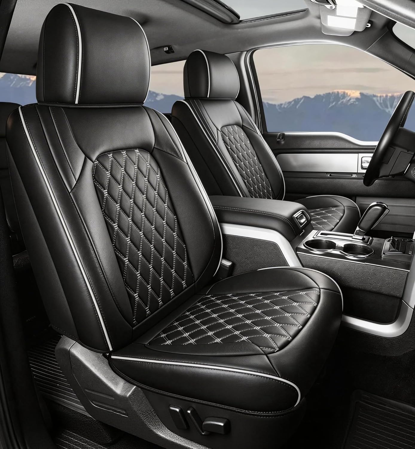 Detalle de Umbrauto Custom Fit Seat Covers for Ford F-150 (2015-2026) & F-Series Super Duty (2017-2026) — Waterproof Nappa Leather