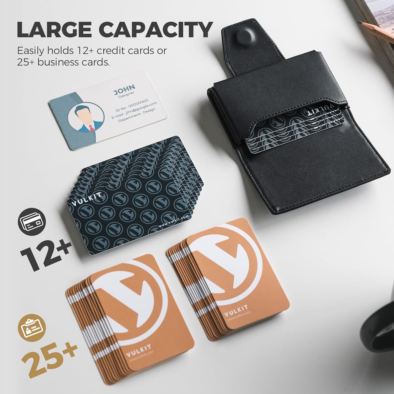 Thumbnail 2 de VULKIT RFID Blocking Leather Card Holder — Minimalist Magnetic Wallet