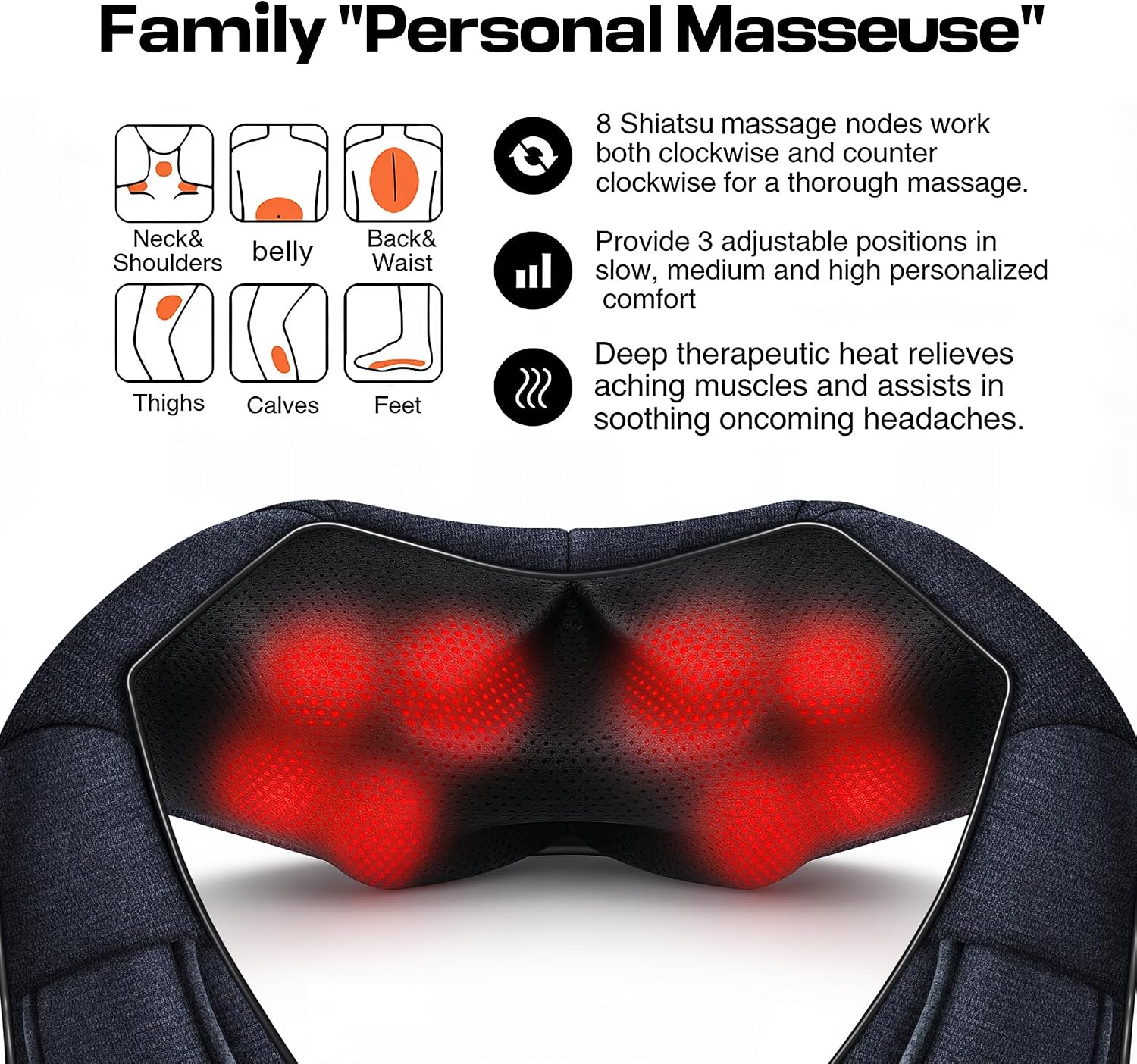 Detalle de Mo Cuishle Shiatsu Neck and Back Massager with Heat — 4D Deep Tissue Kneading