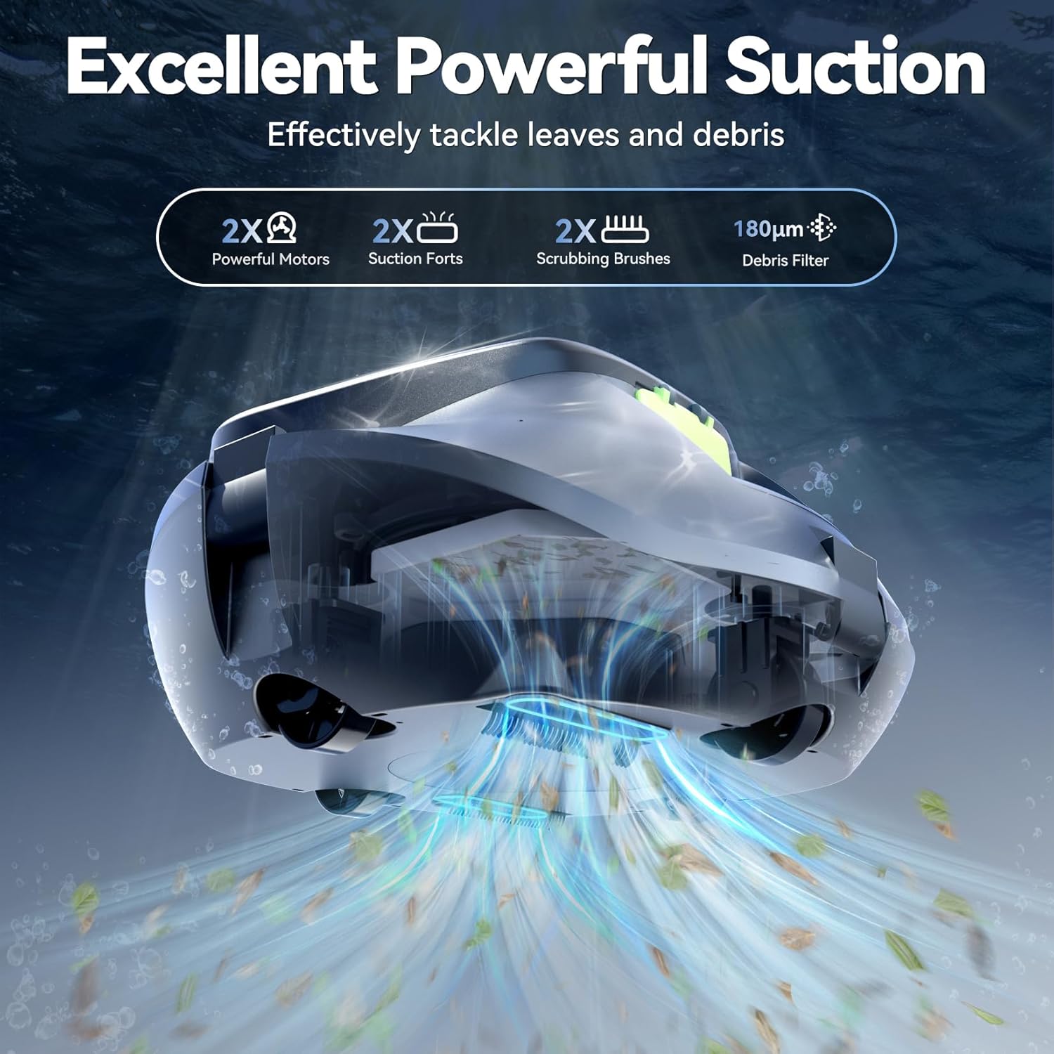 Thumbnail 1 de (Upgrade 2026) Pondee X1 Robot Piscine sans fil : jusqu’à 80 m², stationnement automatique