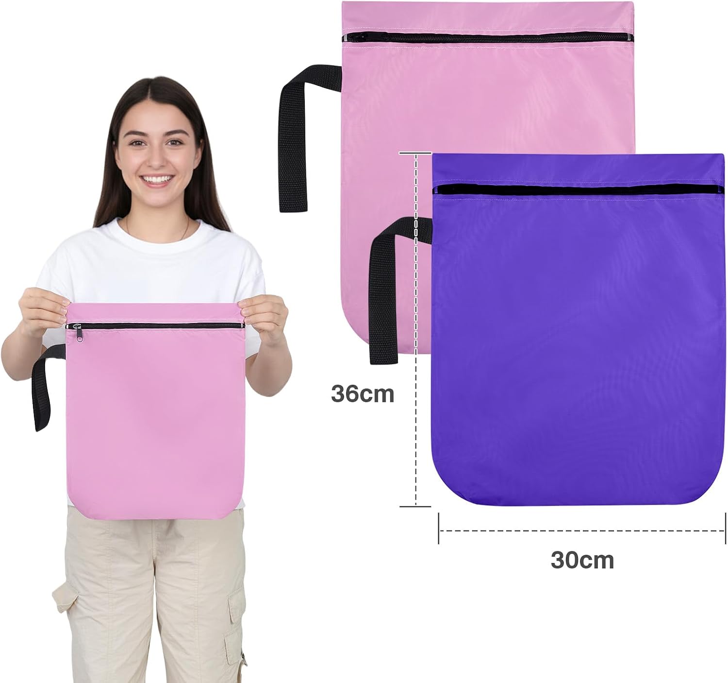 Thumbnail 1 de OTraki Wet Bags 2Pcs Waterproof Wet Dry Bag (30x36cm) – Pink & Purple
