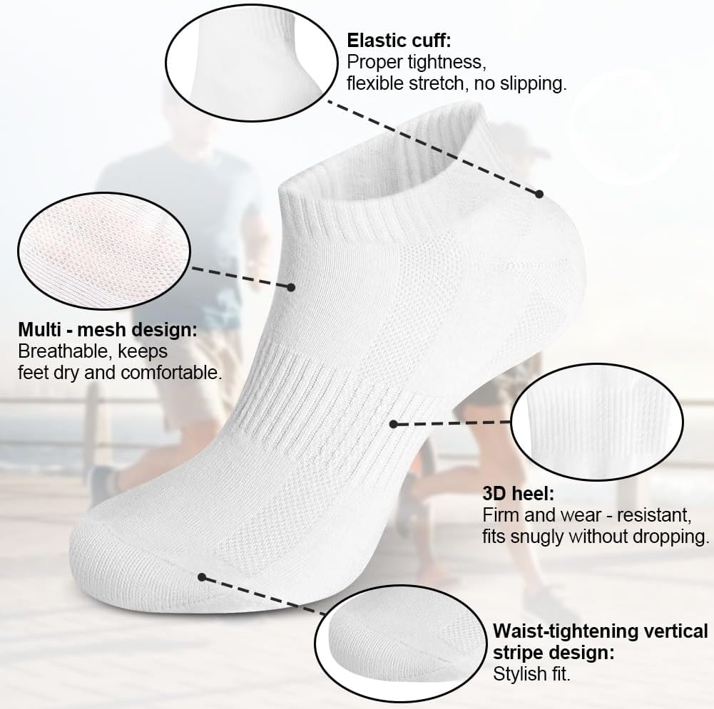 Detalle de Vicloon Trainer Socks for Men and Women – 8 Pairs Ankle Cotton Sports Socks