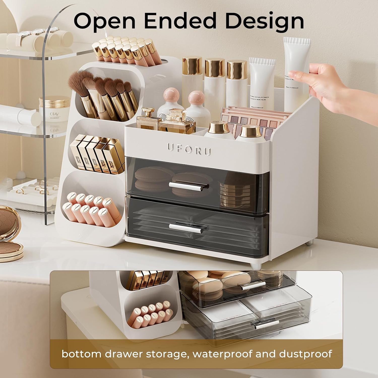 Thumbnail 5 de UFORU Makeup Organizer 2-drawer Vanity Organizer 💄