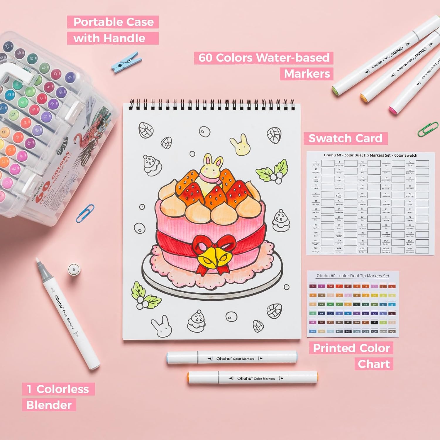 Thumbnail 5 de Ohuhu 60 Colour Water-Based Markers Dual Tip 🎨