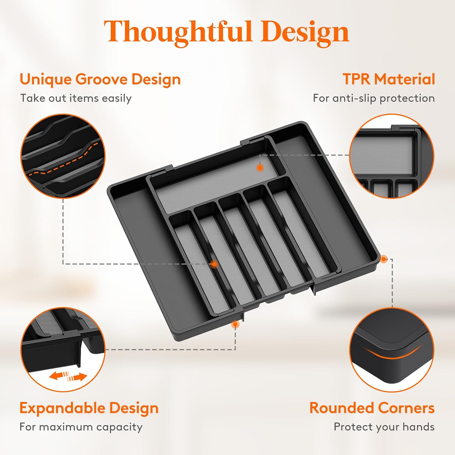 Detalle de Lifewit Silverware Drawer Organizer, Expandable