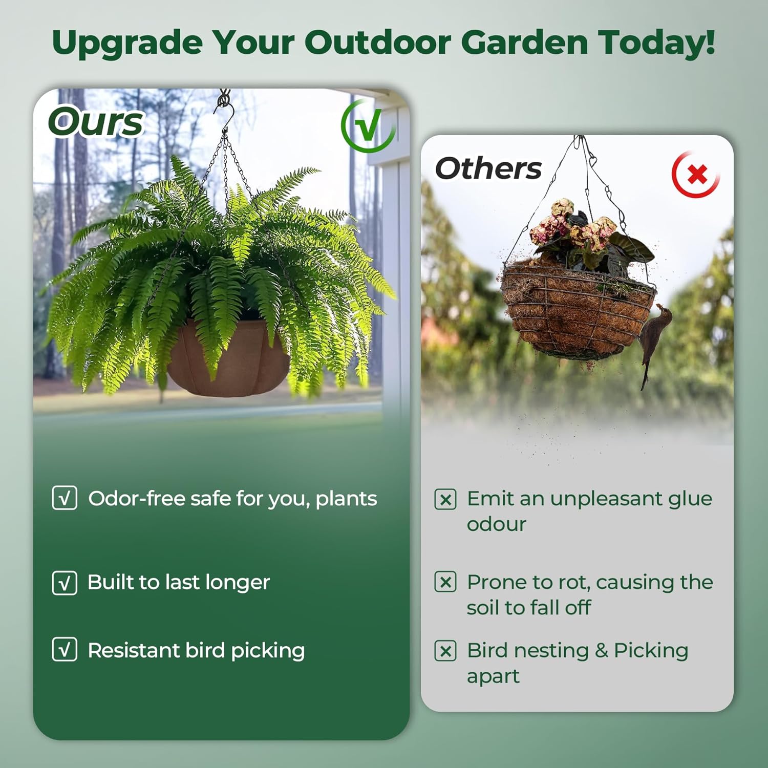 Thumbnail 4 de T4U Hanging Baskets Outdoor 6 Pack (30.5cm) with Tray & Rustproof Chains