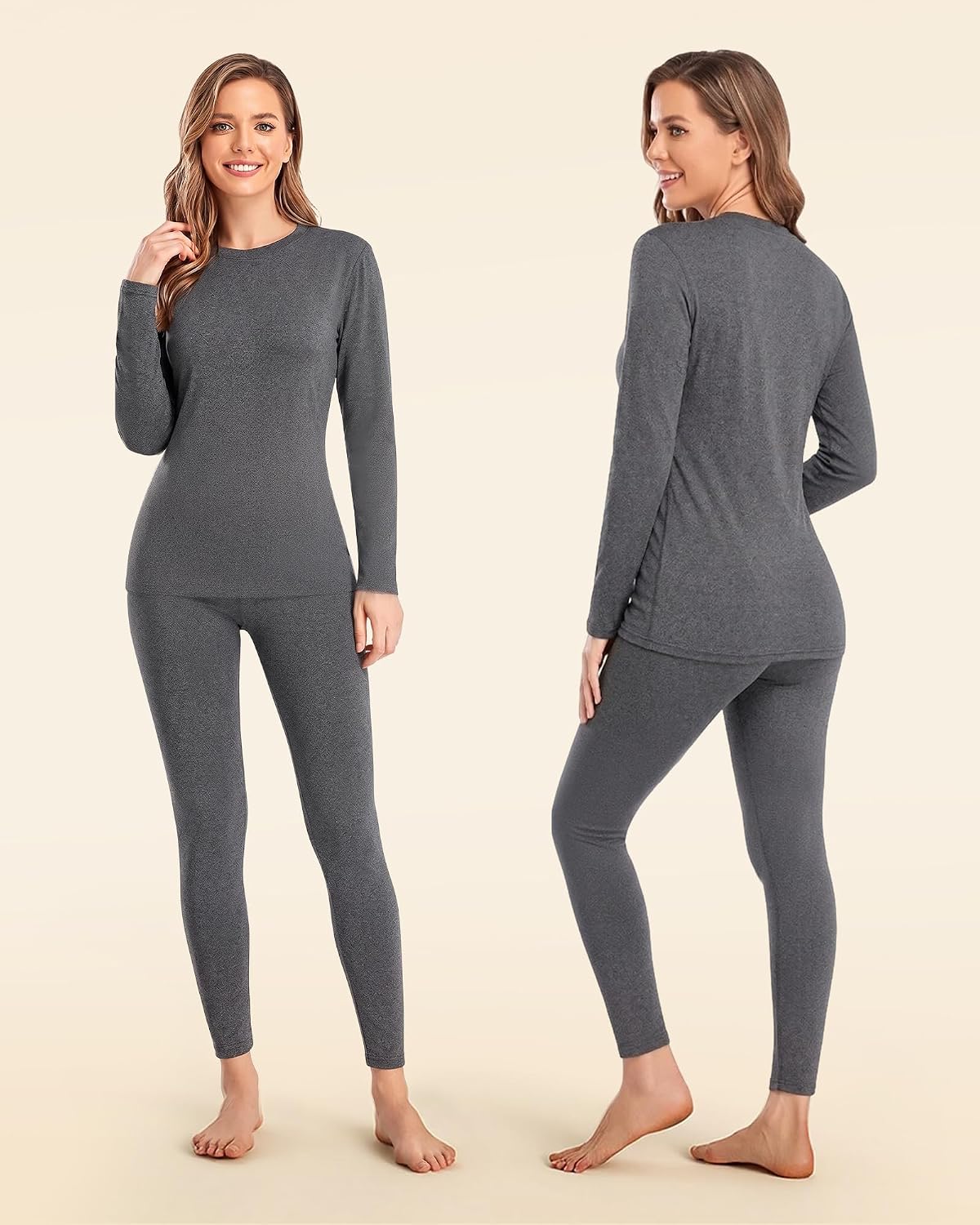 Detalle de SIMIYA Fleece-Lined Thermal Underwear Set for Women, 4-Way Stretch