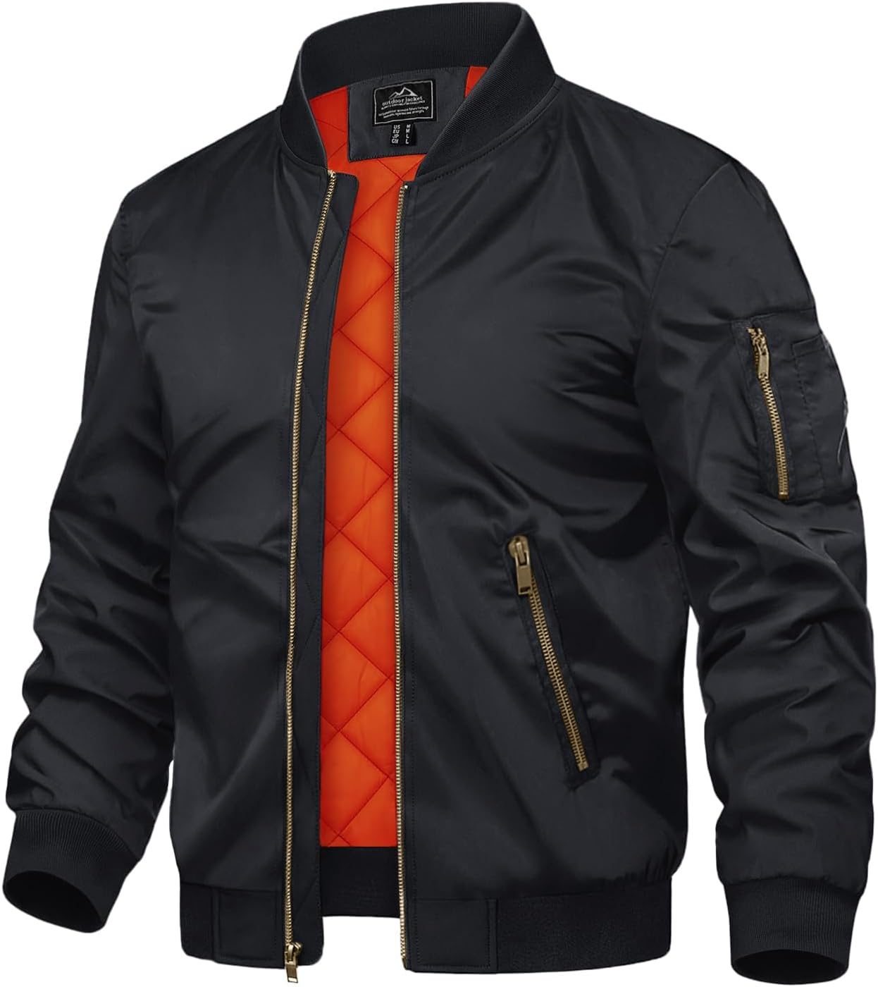 Detalle de TACVASEN Men's Quilted Bomber Jacket with Windproof Fabric and Zip Pockets