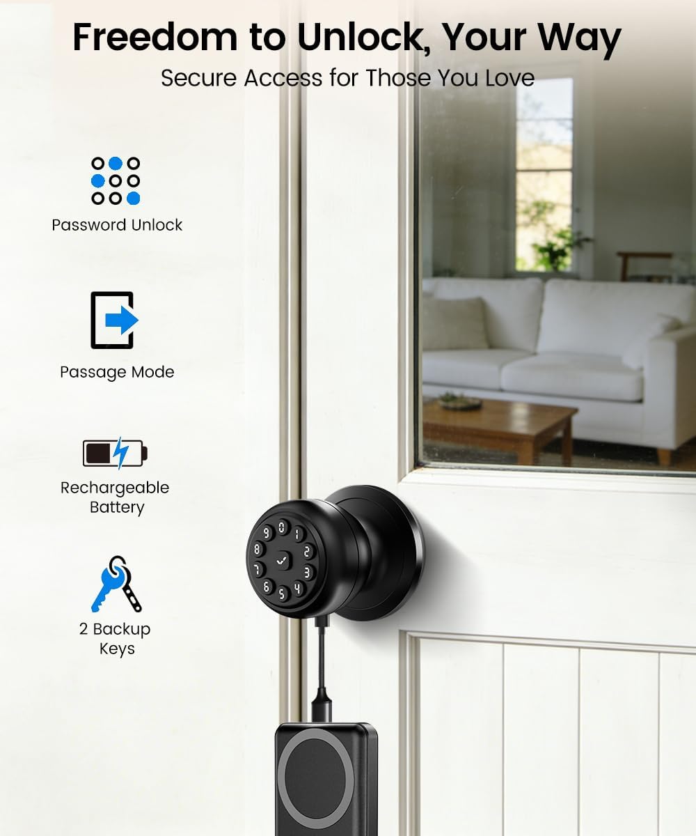 Detalle de Smart Keypad Door Knob, Bright Black