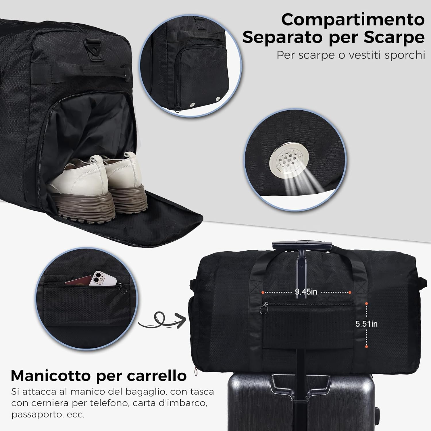 Thumbnail 3 de Fmeida 65L Borsone da viaggio unisex con scomparto scarpe