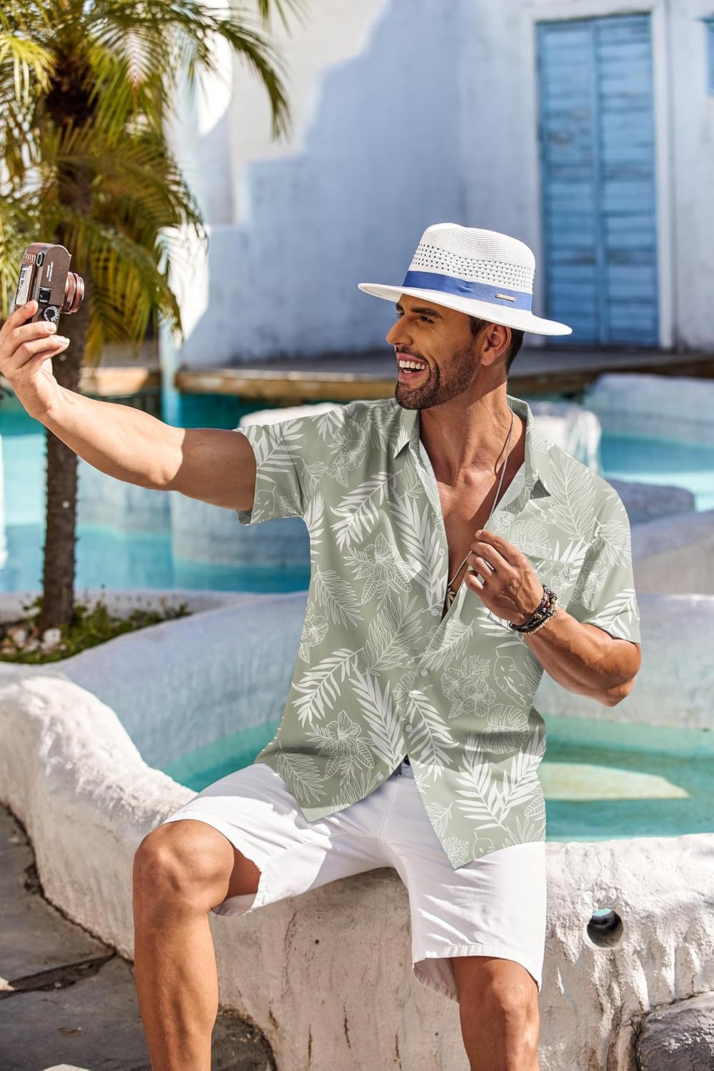 Thumbnail 4 de COOFANDY Men's Hawaiian Shirt Short Sleeve Floral Button Down