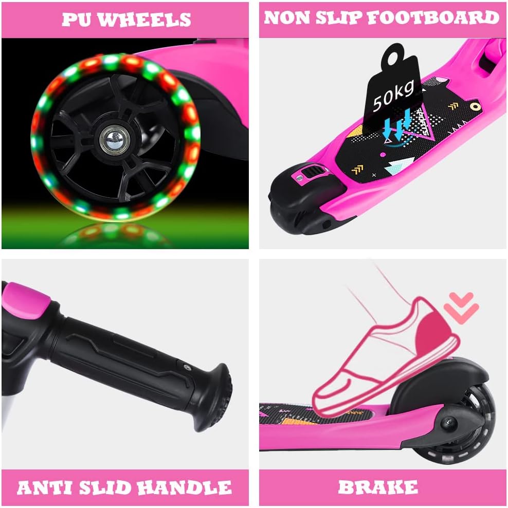 Detalle 2 de BremToy Kinderroller mit abnehmbarem Sitz, stufenlos höhenverstellbarem Lenker und PU-Rädern