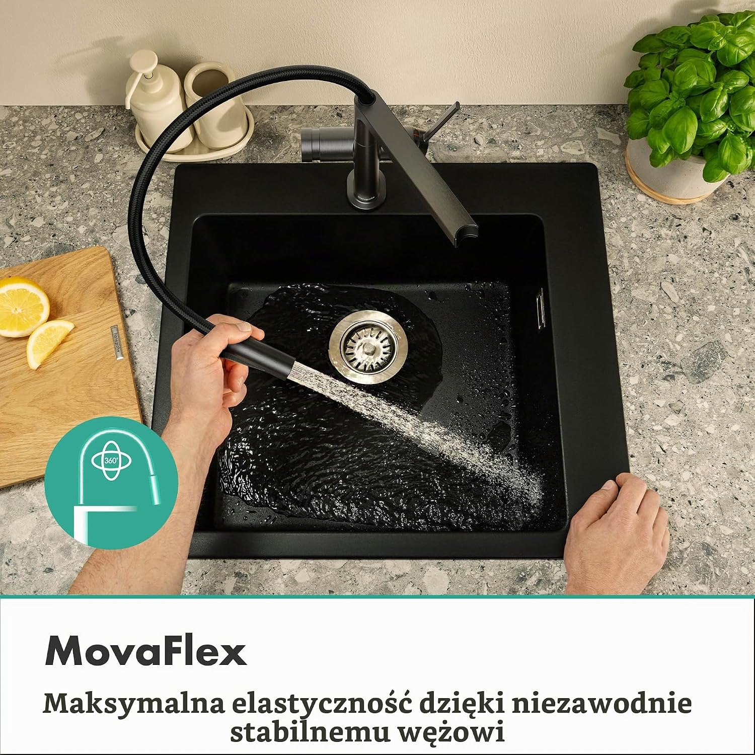 Detalle 2 de hansgrohe Talis Select M54 PowderSpray 72861340 – bateria kuchenna, 3 strumienie