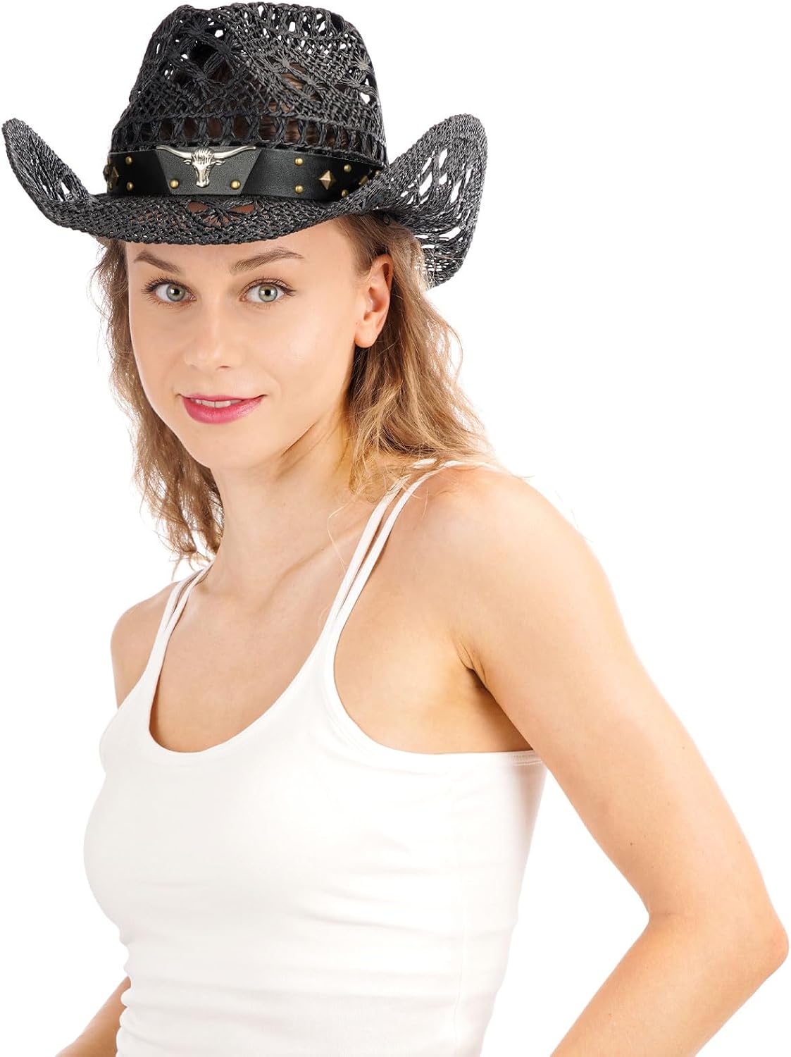Detalle 1 de WQWOVRVO Straw Cowboy Hat