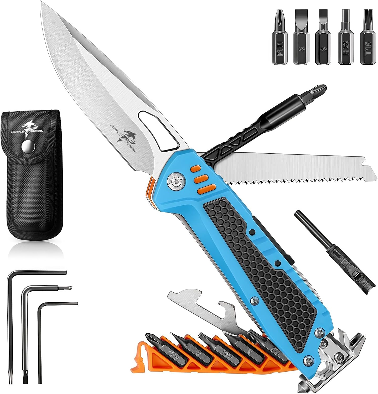 Thumbnail 6 de Purple Dragon 13‑in‑1 Multitool Klappmesser 13 Funktionen