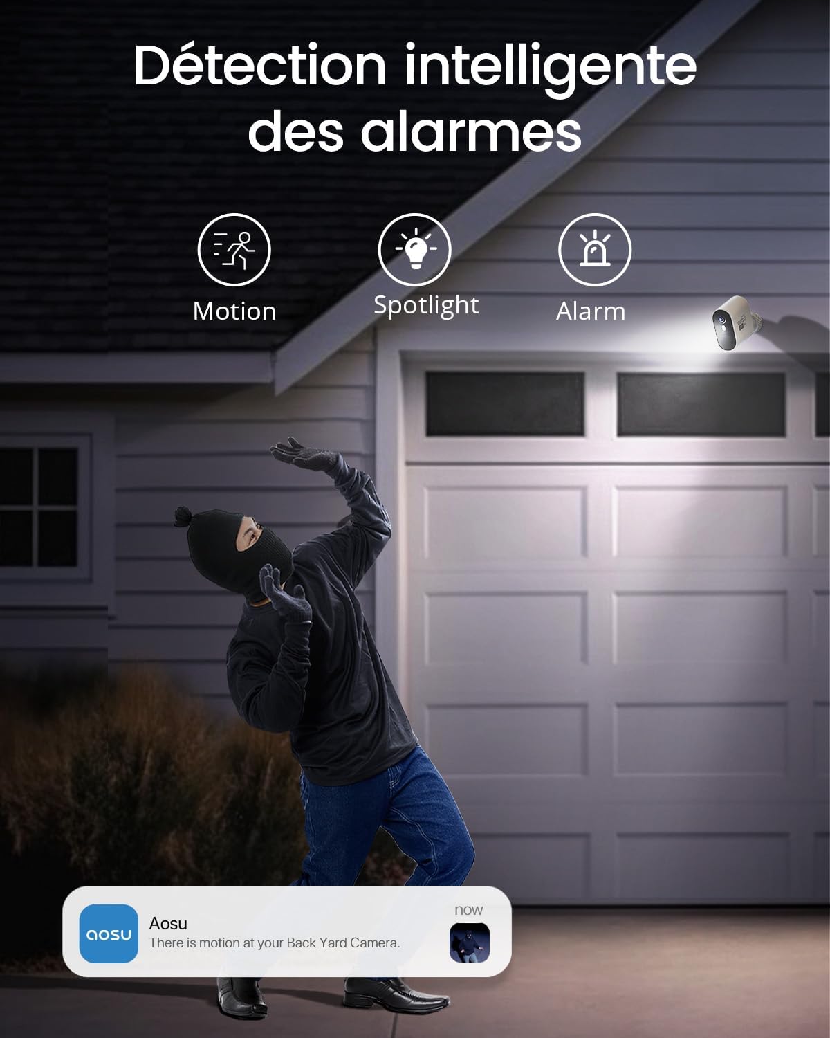 Thumbnail 5 de aosu 3K Caméra de Surveillance Extérieure Sans Fil Solar – 5MP, aosuBase et 2 Solarcam, Détection Mouvement et Vision Nocturne Couleur