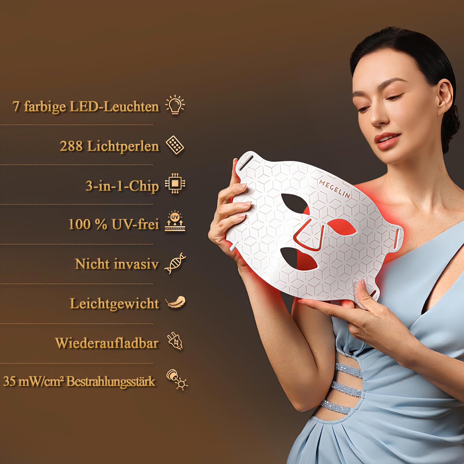 Thumbnail 1 de MEGELIN LED Lichttherapie Gesichtsmaske mit 7 Modi und Infrarot-Licht