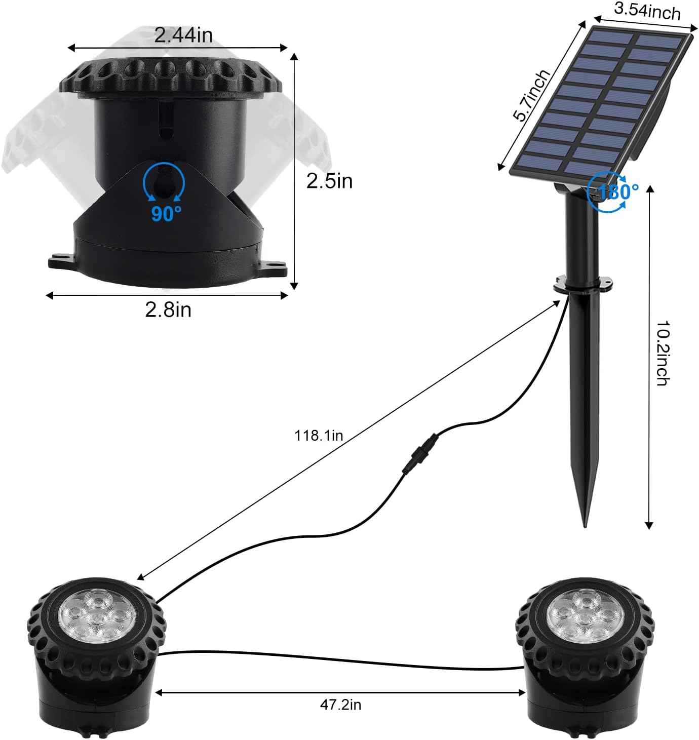 Thumbnail 1 de NATPOW Solar Pond Light, Underwater RGB Colour Changing 2-in-1