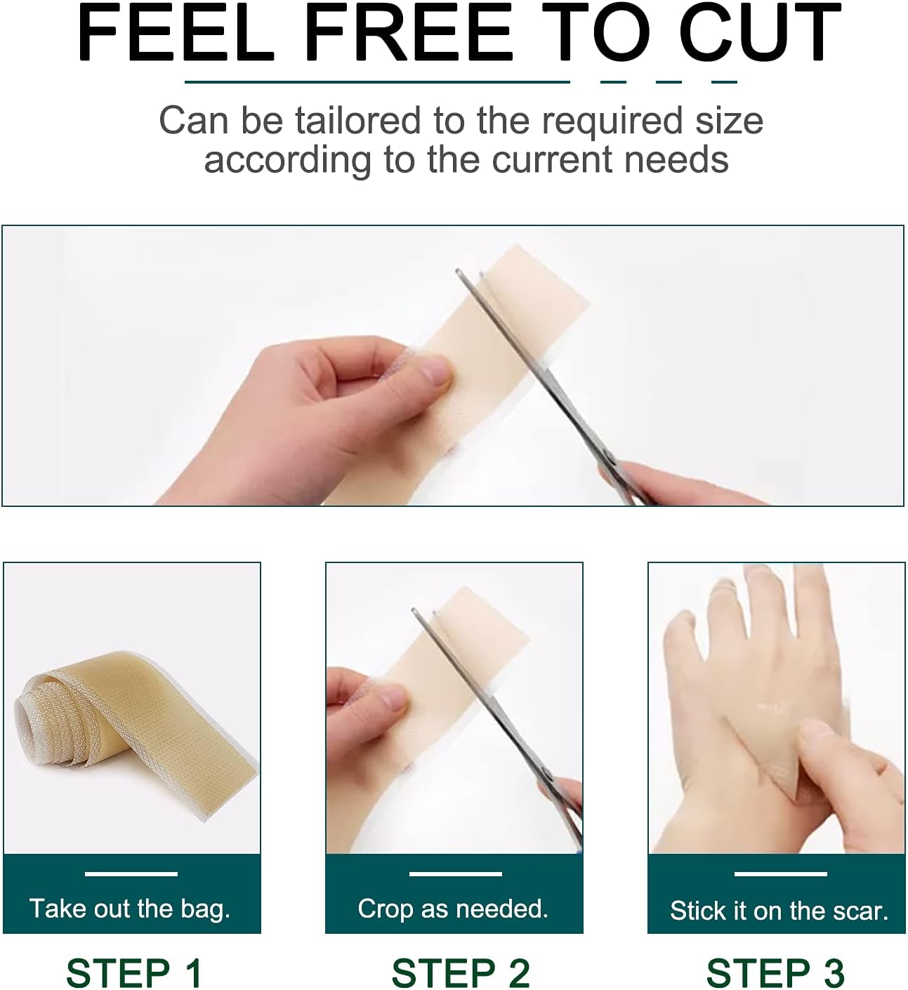 Thumbnail 6 de Silicone Scar Tape (1.6” x 120” – 3M): Reusable Self-Adhesive Scar Sheets for Old & New Scars