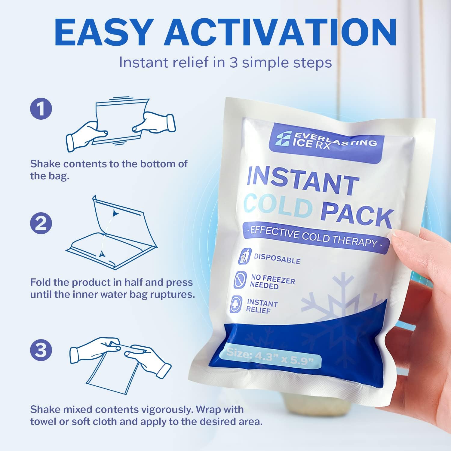 Thumbnail 2 de 25 Pack - Instant Cold Packs for Injuries: Disposable Ice Packs for Pain Relief and Swelling