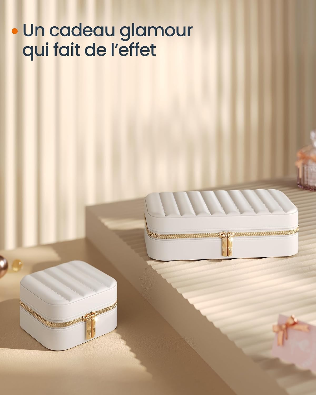 Thumbnail 5 de SONGMICS HOME ANAH Collection – Boîte à Bijoux de Voyage, 10,5 x 20,5 x 6 cm, surface PU blanc nuage