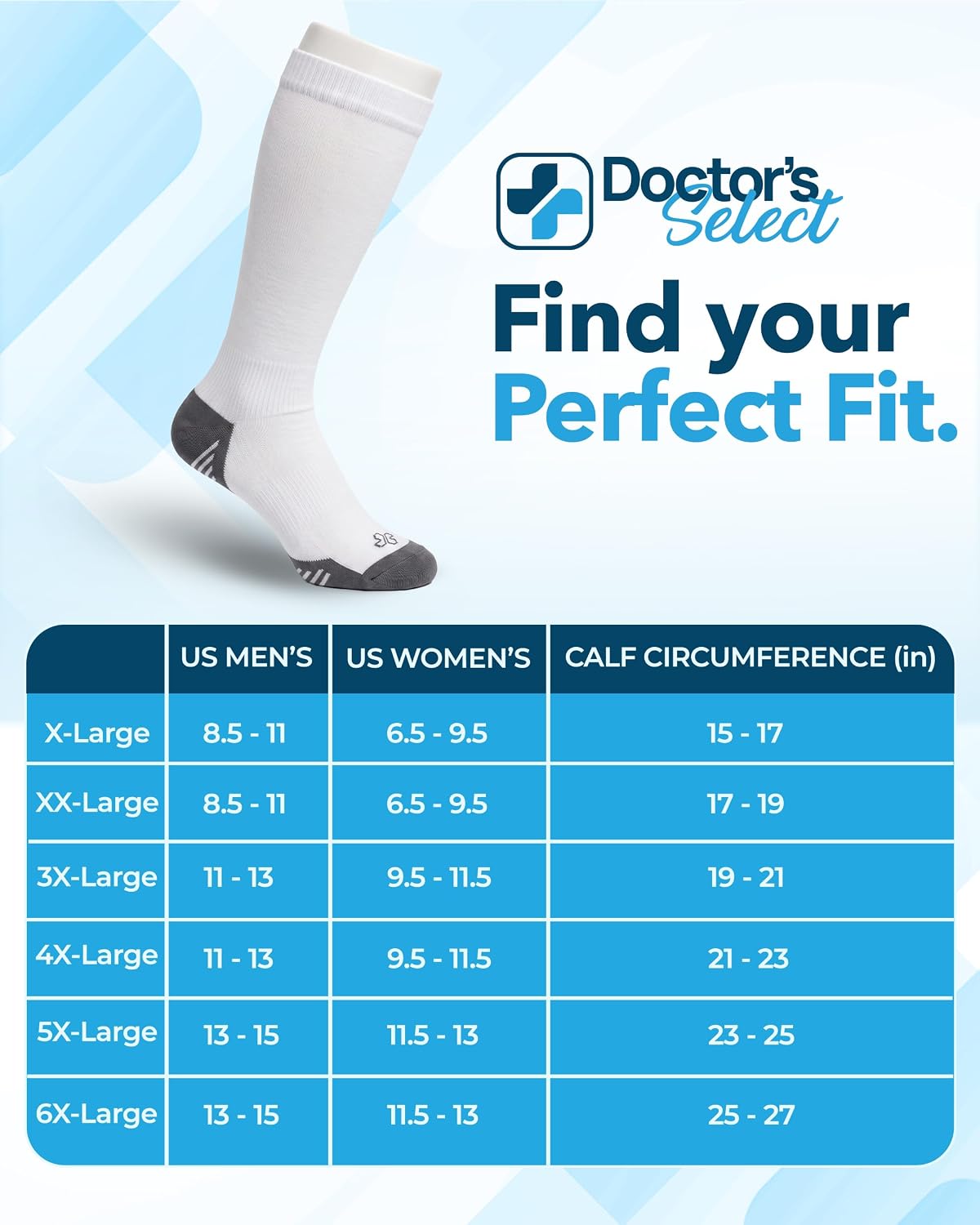Thumbnail 6 de Doctor’s Select 3 Pairs Plus Size Compression Socks (Wide Calf) 20–30 mmHg, up to 6XL