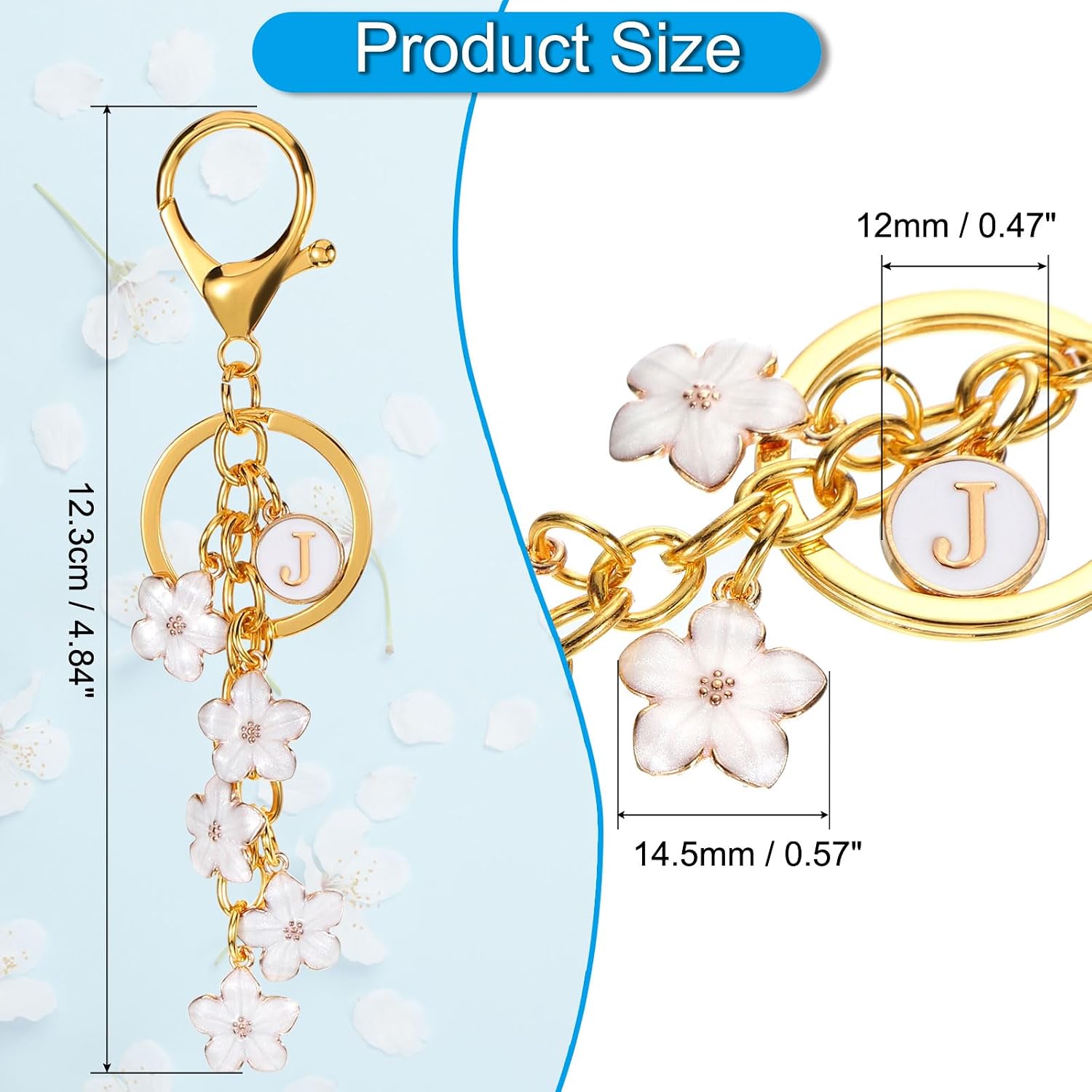 Detalle de PATIKIL Initial Letter Flower Keychain – Zinc Alloy Alphabet Enamel Charm
