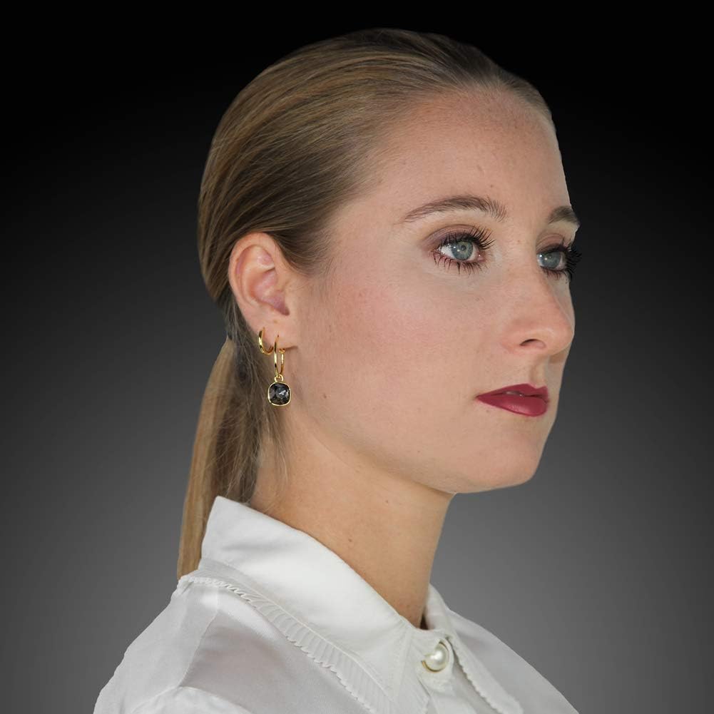 Detalle de Gold Creolen Charm Anhänger Mit Markenkristallen – 925 Sterling Silber, 24 kt Goldauflage