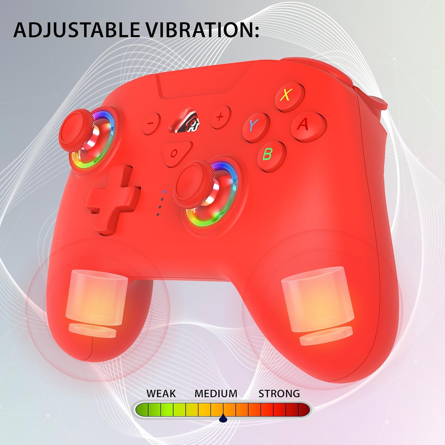 Thumbnail 3 de Subsonic Manette sans fil rouge Bluetooth pour Switch 2 / Switch / Switch OLED / Switch Lite (LED, vibrations, gyroscope) + câble USB-C