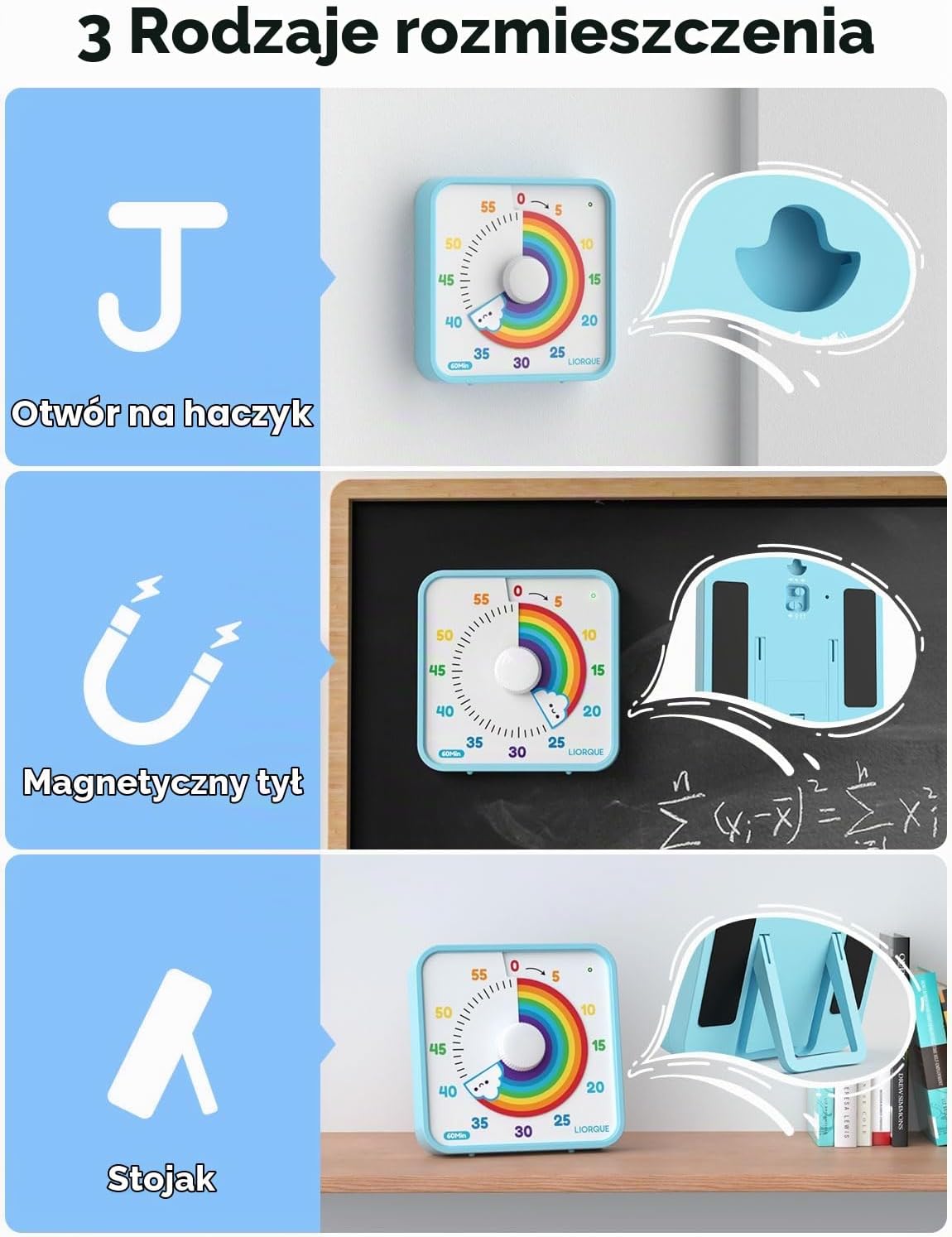 Thumbnail 5 de LIORQUE duży timer wizualny 19 cm z alarmem wibracyjnym