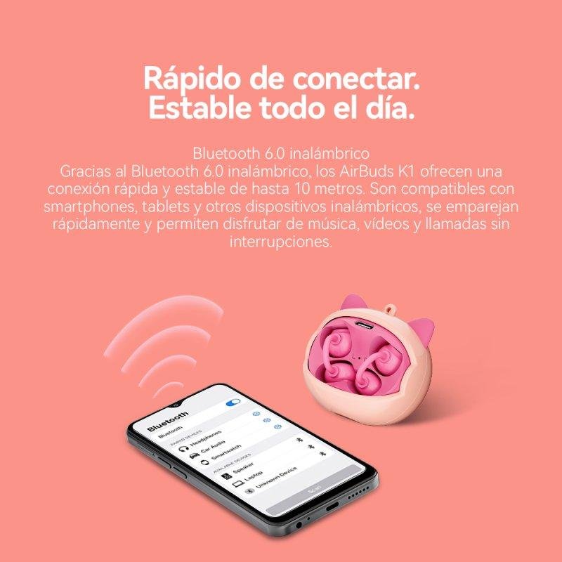 Detalle 2 de Auriculares Blackview Airbuds K1: inalámbricos Bluetooth 6.0 para niños (azul)