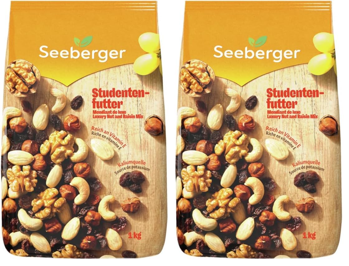 Detalle de Seeberger Studentenfutter klassische Nuss-Frucht-Mischung mit Weinbeeren, vegan & glutenfrei (1 x 1 kg)