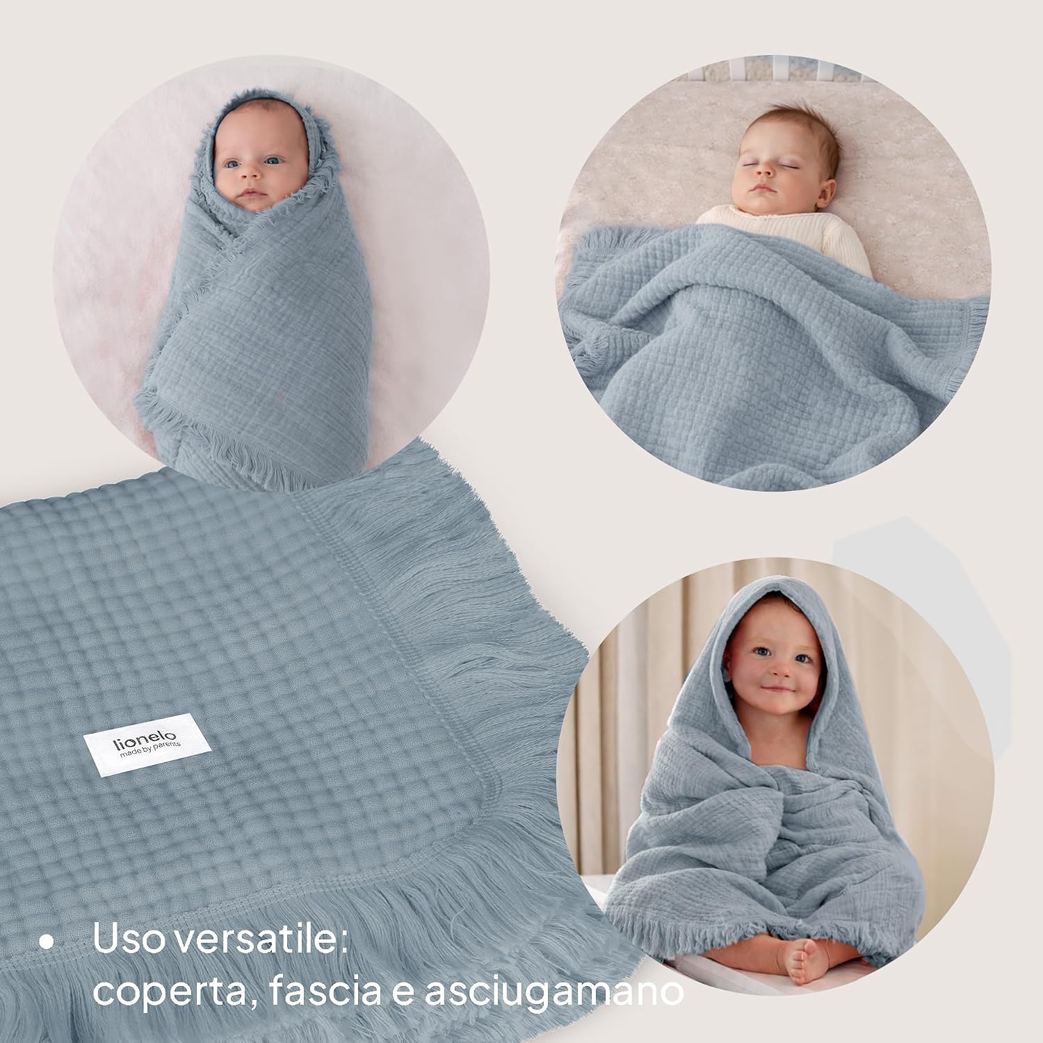 Thumbnail 5 de Lionelo MUSLIN BLANKET: Copertina neonato in mussola di cotone 100% 70 x 100 cm