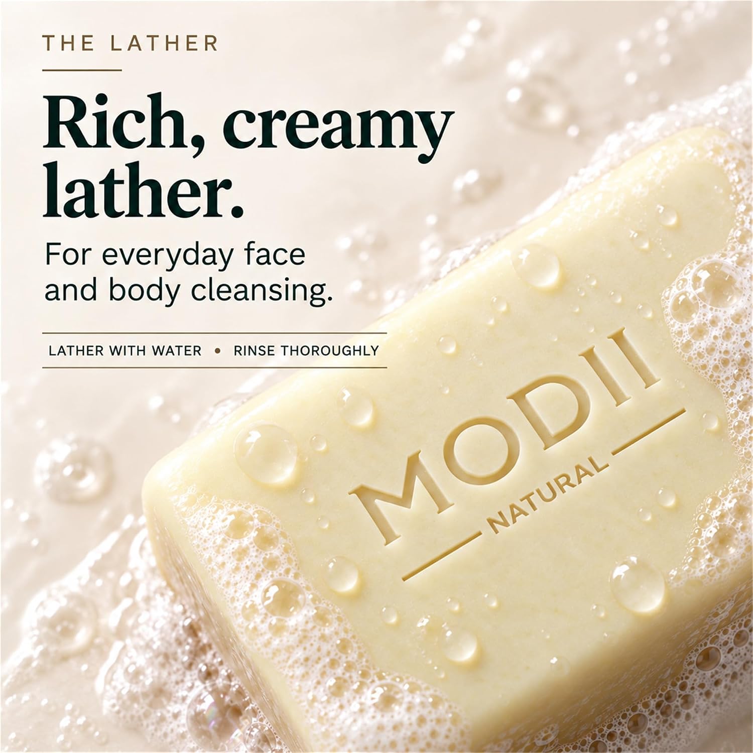 Detalle 2 de Modii Natural Beef Tallow Handmade Soap Bar, 120 g, Unscented