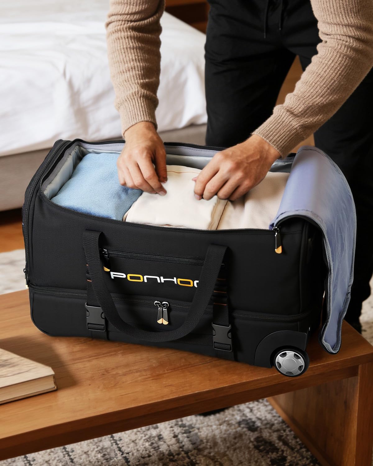 Thumbnail 6 de Ponhog Borsone da Viaggio con Ruote 55/56/65 cm – Trolley impermeabile 40–50L