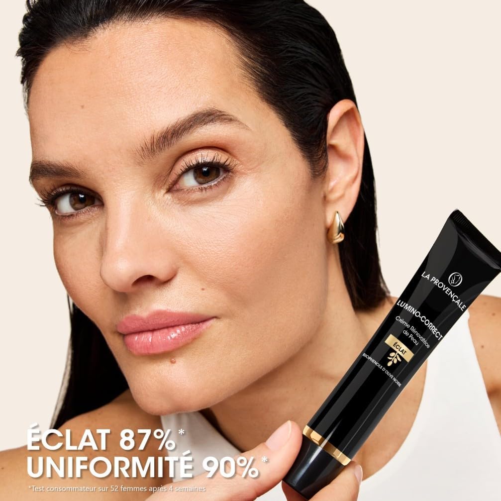 Detalle de La Provençale Lumino-Correct Crème Rénovatrice de Peau booster d’éclat aux biophénols d’Olive noire (40 ml)