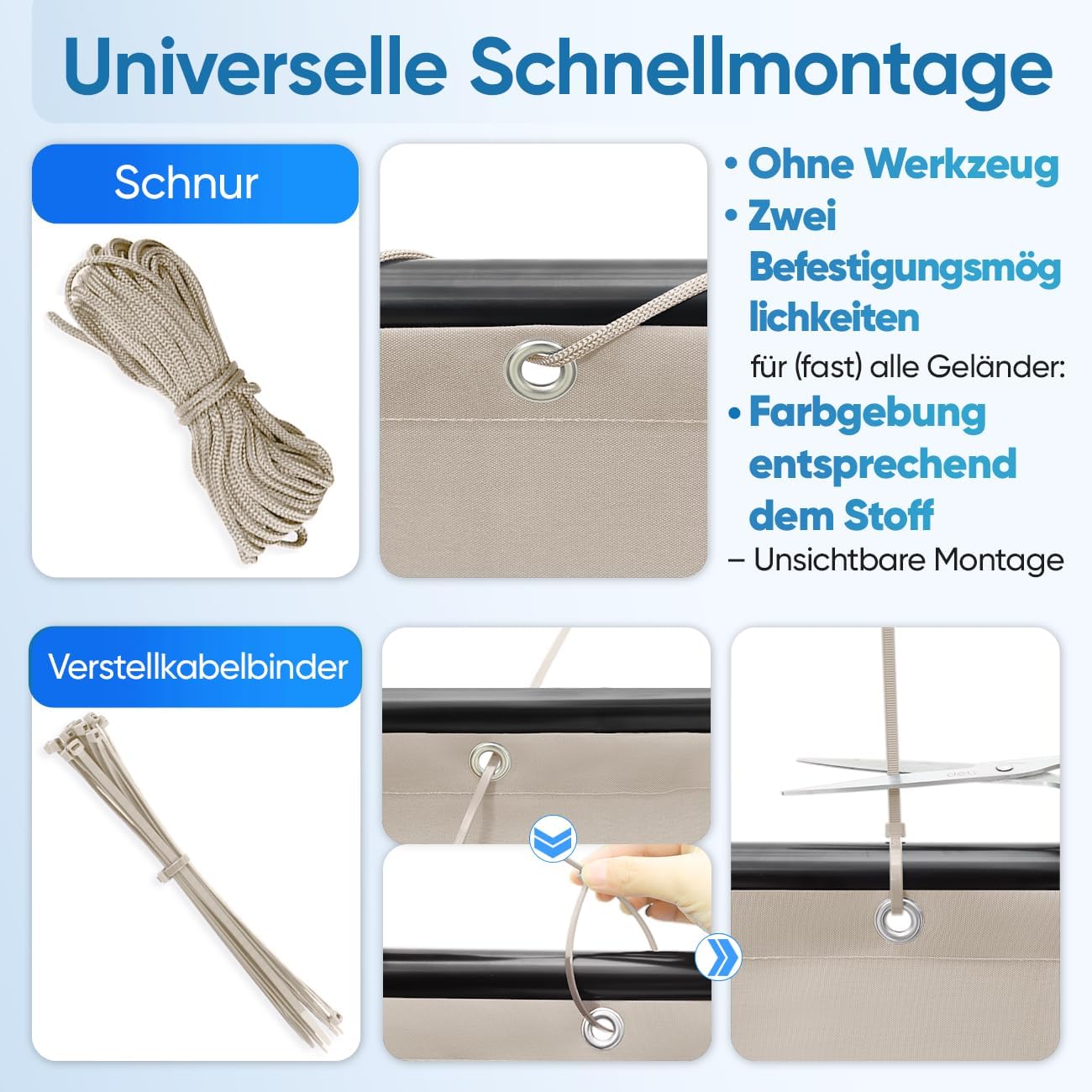 Thumbnail 3 de Sekey Sichtschutz für den Balkon (0,9 × 4 m) in Taupe – blickdichte Wind- und UV-Balkonabdeckung mit Ösen