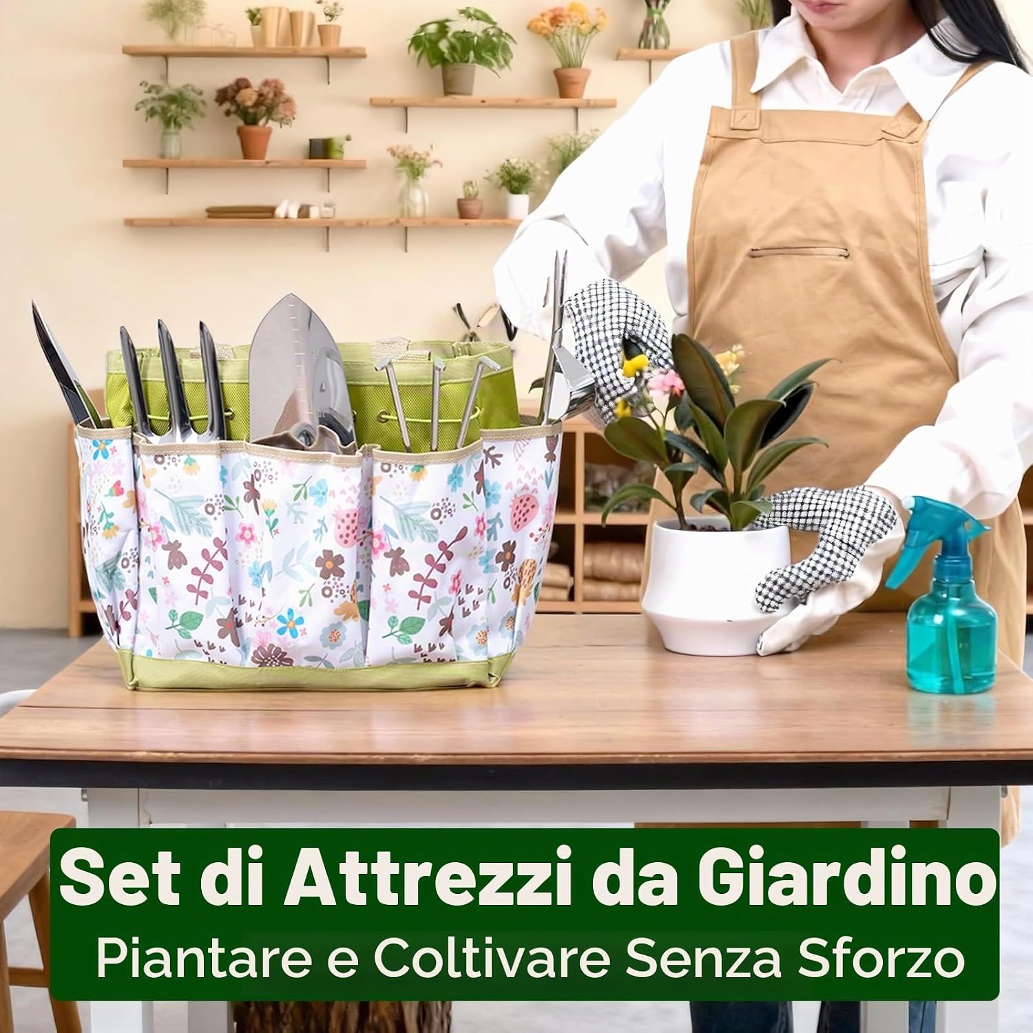 Thumbnail 2 de Bamworld Set da 9 Pezzi Attrezzi da Giardinaggio in Acciaio Inossidabile con Organizer – Kit Completo per Hobby e Preparazione aiuole