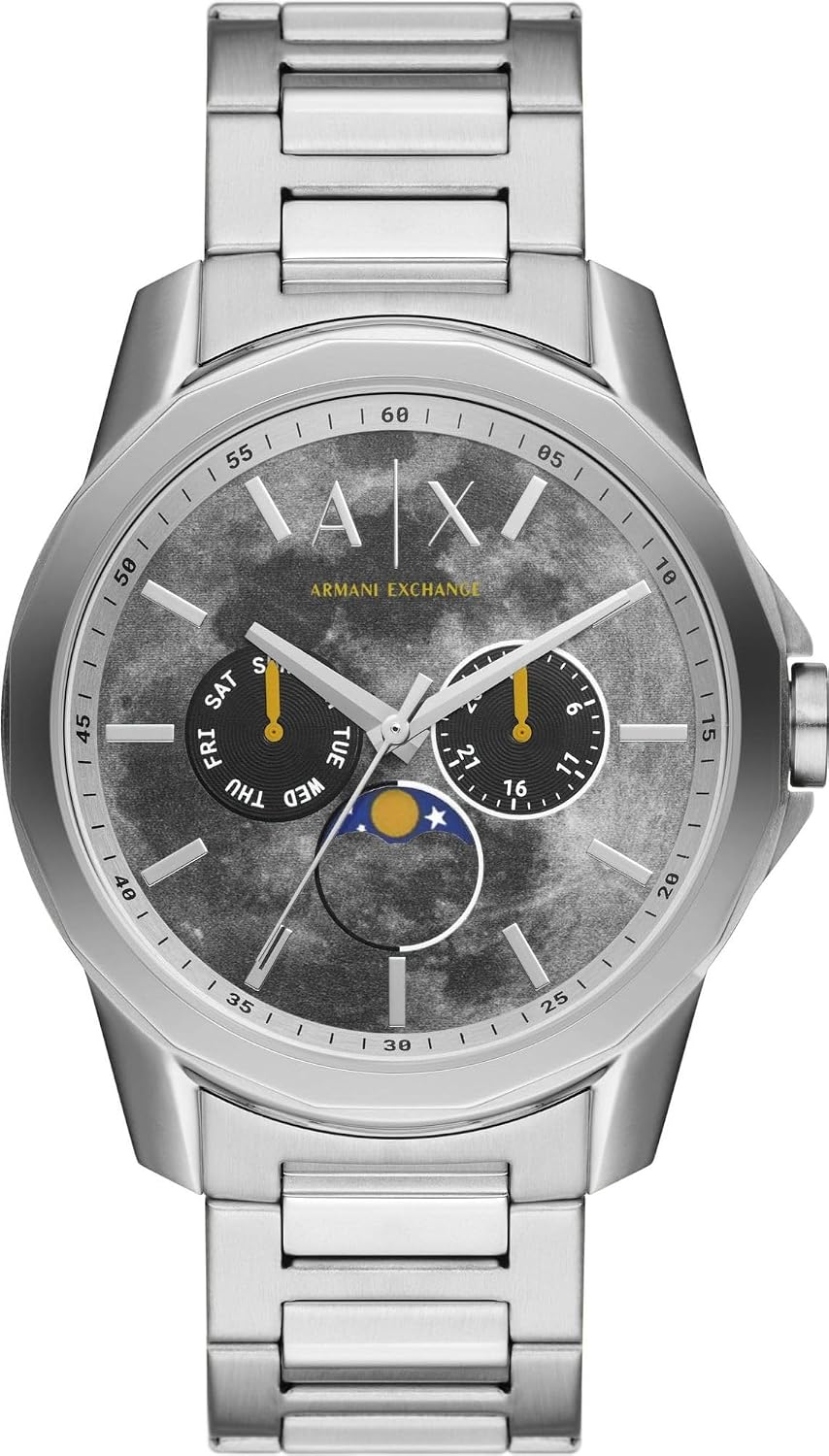 Detalle 2 de Armani Exchange Orologio da uomo: cassa 46 mm, vernice oro, movimento al quarzo e cinturino in acciaio