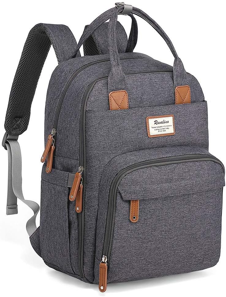 Detalle de RUVALINO Diaper Backpack Large nappy bag with changing mat, insulated bottle pockets and laptop sleeve