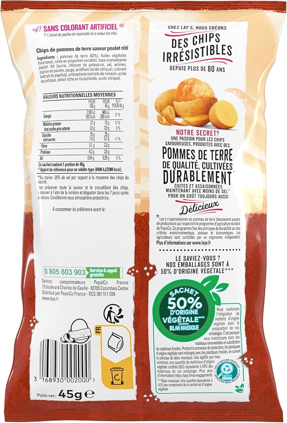 Detalle 2 de Lay's Poulet RĂŽti 20 sachets de 45g đż