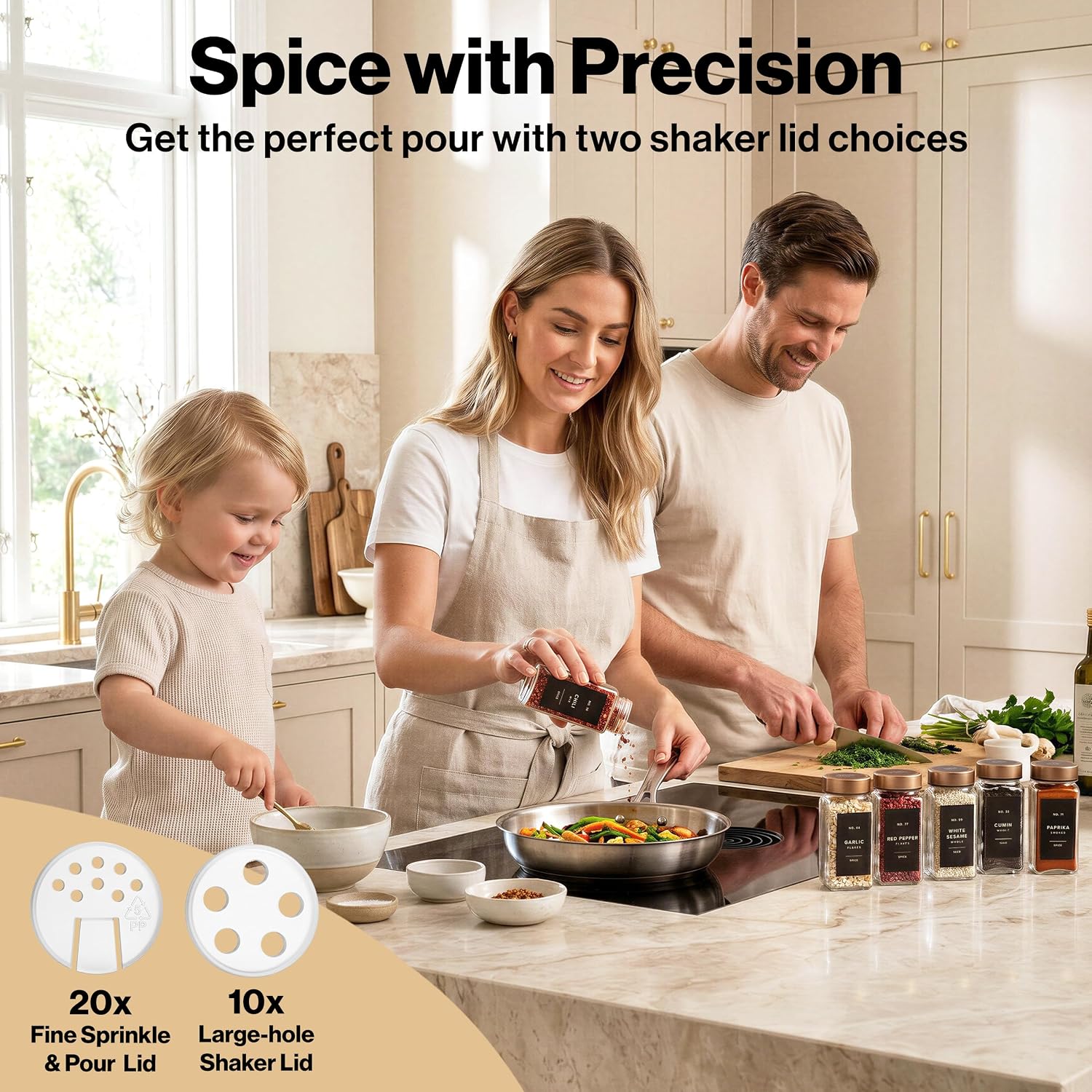 Detalle 2 de EDELHAUS Glass Spice Jars, 4 oz