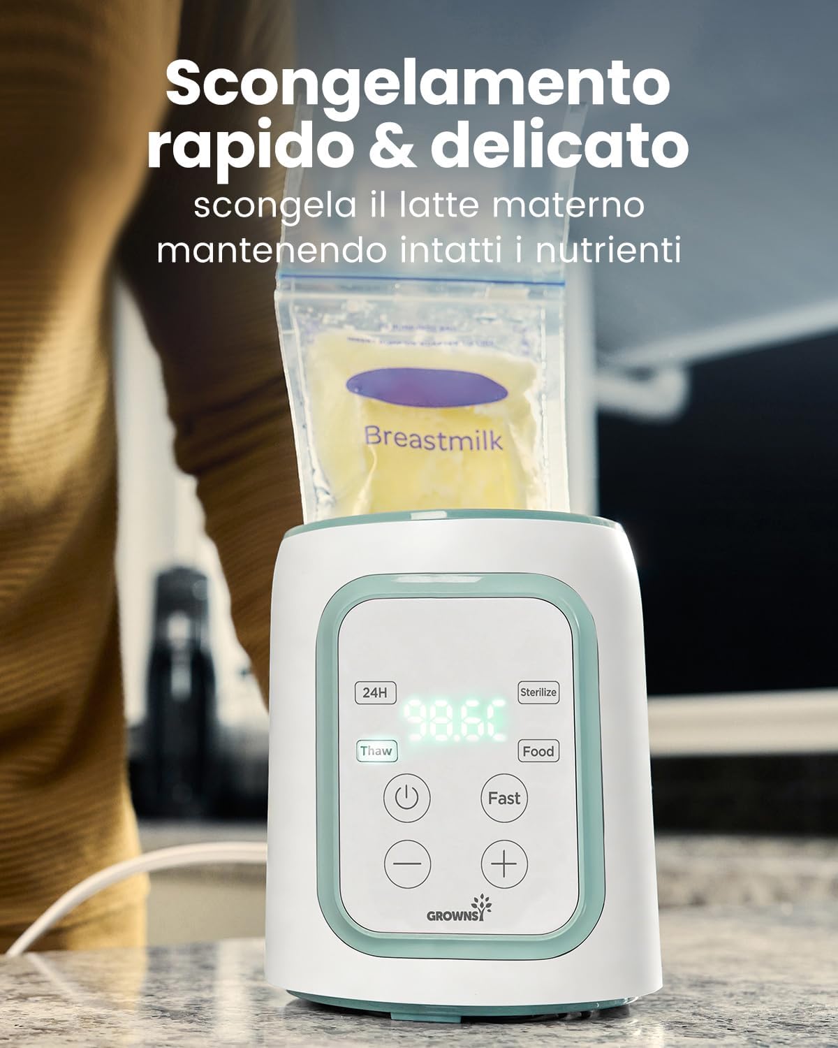 Thumbnail 5 de Grownsy Scaldabiberon 10-in-1 con timer e controllo temperatura per latte materno e formula