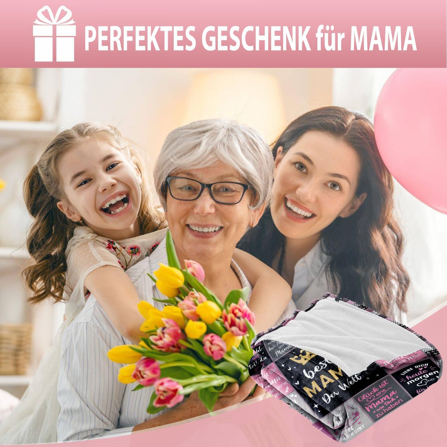 Thumbnail 1 de ZUCZUG Kuscheldecke – Personalisiertes Geschenk für Mama, super weiche Flanelldecke
