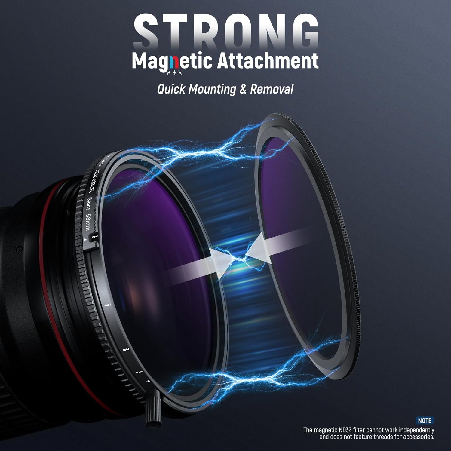 Thumbnail 5 de NEEWER True Colors 58mm Variabler ND2–32 & CPL Magnet-Filterset (2-in-1, einstellbar)