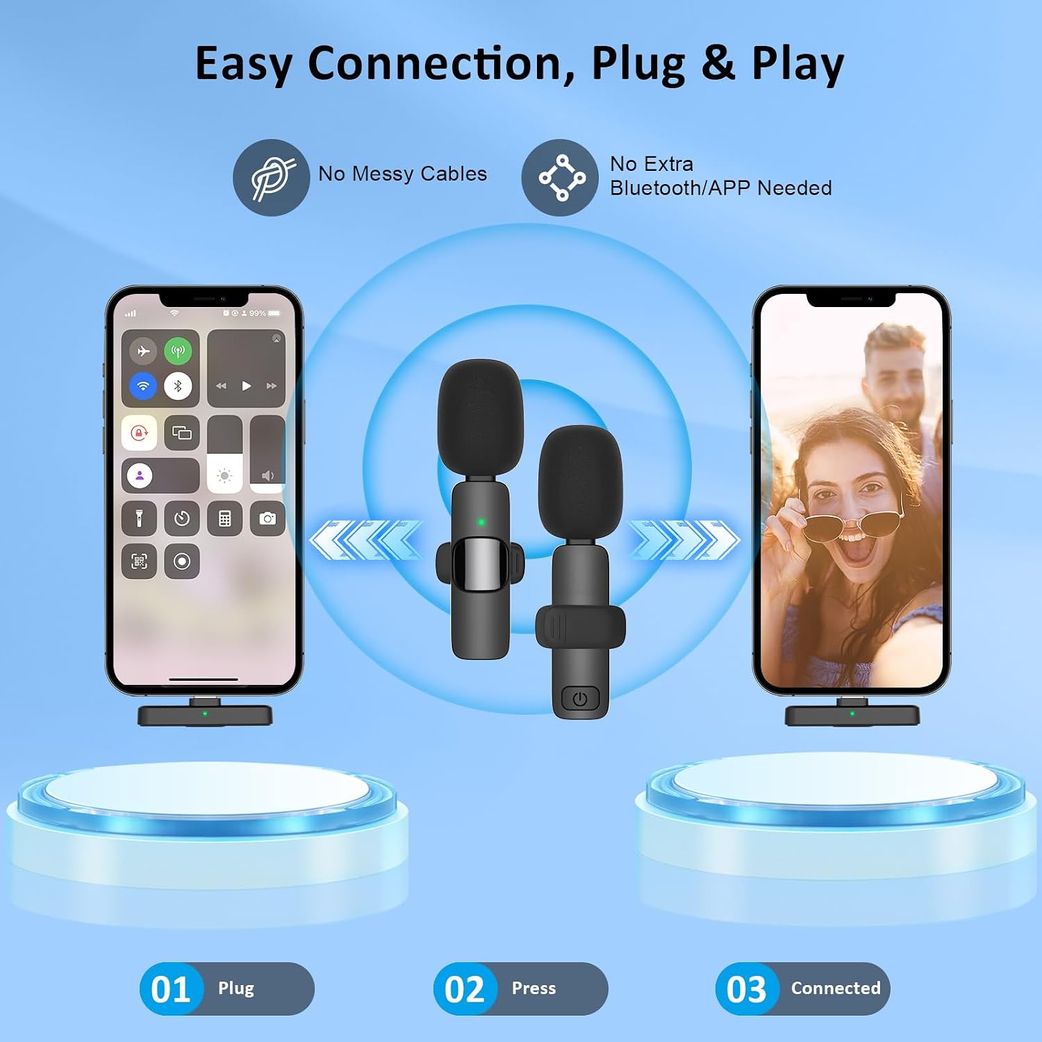 Thumbnail 3 de MAYBESTA Wireless Lavalier Microphone for iPhone, iPad, and Android