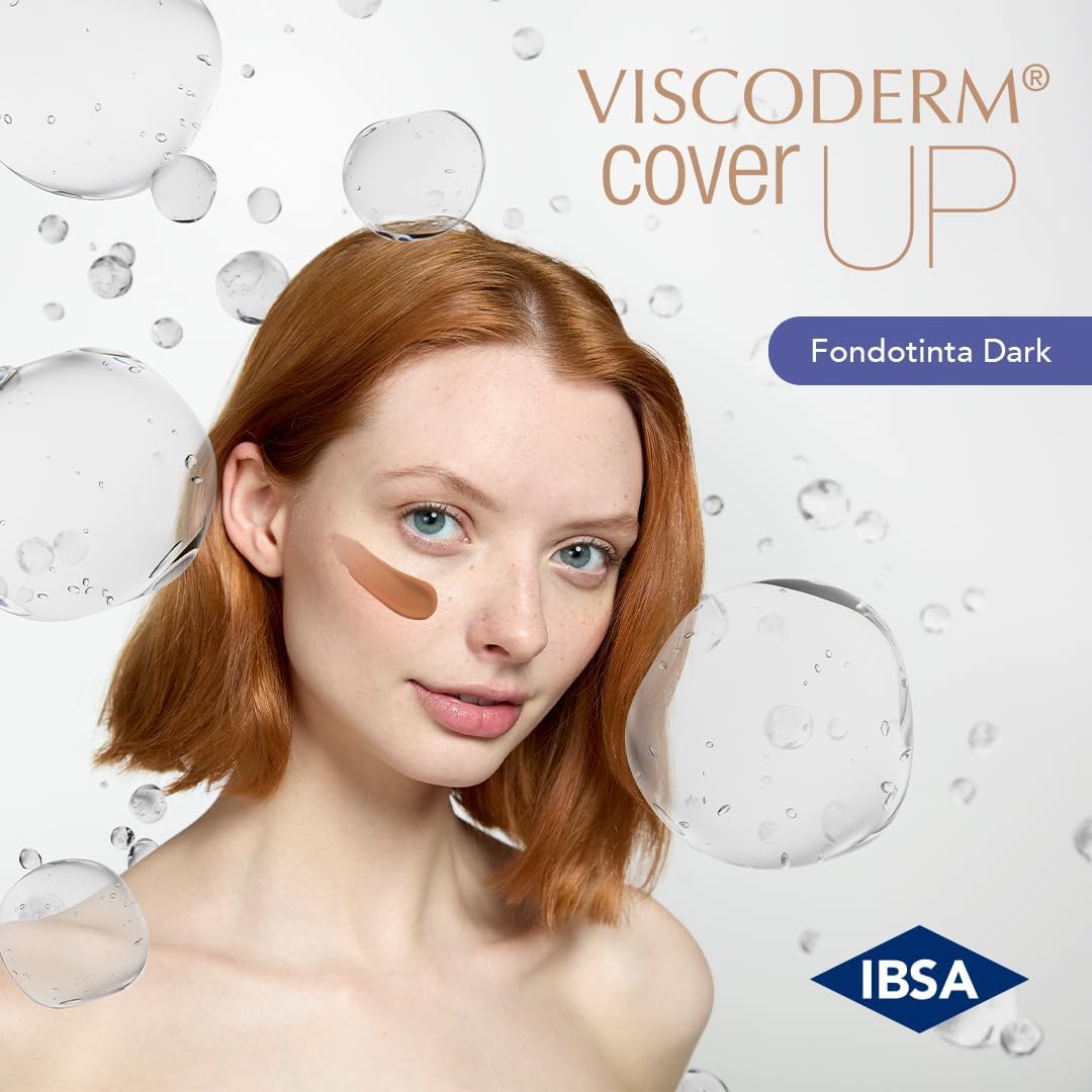 Detalle 2 de Viscoderm Cover Up Dark di IBSA Derma – Fondotinta fluido coprente con acido ialuronico e Arnica montana, colorazione scura